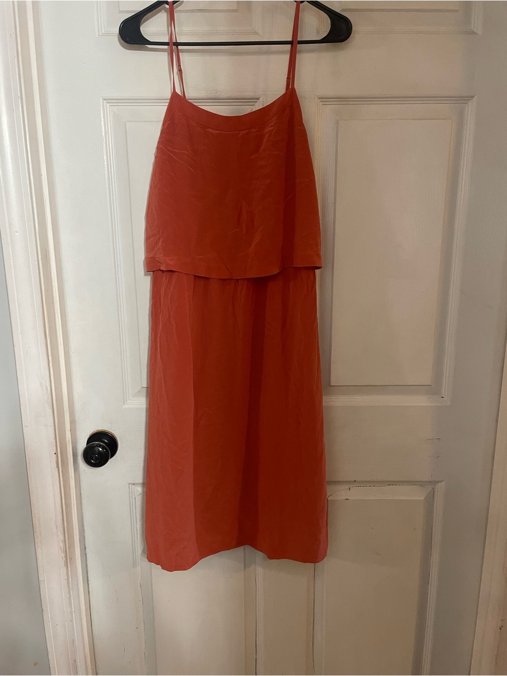 Madewell Sleeveless Layered Midi Skirt in Rust 100% Silk Size 2